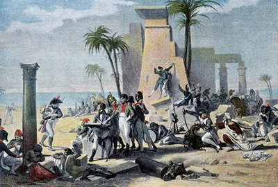 مشهد في صعيد مصر (ليفينج دينون والجيش الفرنسي في راحة بين الرفات) (ليفينج دينون) - في "" Victoires et Conquêtes des Armees Francaises "" ، باريس بواسطة المدرسة الفرنسية