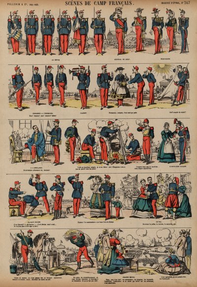 Scenes from a French Army camp (coloured engraving) بواسطة المدرسة الفرنسية