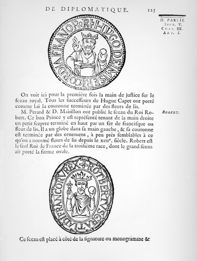 أختام هيوج كابيت (c.941-996) وروبرت الثاني (c.970-1031) التقوى بواسطة المدرسة الفرنسية