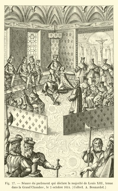 جلسة البرلمان التي أعلنت غالبية لويس الثالث عشر ، المنعقدة في GrandChambre ، 2 أكتوبر 1614 ، اجمع بوناردو بواسطة المدرسة الفرنسية