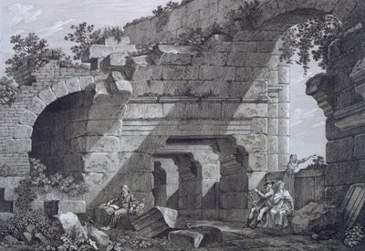 صالات عرض المستوى الثاني من المدرج في نيم ، من Antiquités de la France: Vol I ، Monuments de Nimes بواسطة المدرسة الفرنسية