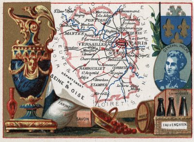 Seine-Et-Oise (Seine Et Oise) ، الآن مقاطعة Essonne (91) ، Val-d'Oise (Val d'Oise ، 95) و Yvelines (78) ، Ile de France (Ile-De-France) ، فرنسا. الاختصاص المحلي: دقيق ، صابون ، زيت ، ماء نقي ، كيماويات. صورة للجنرال لازار هوش (1768 بواسطة المدرسة الفرنسية