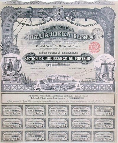 شهادة مشاركة لشركة التعدين الفرنسية الروسية "Joltaia-Rieka" بواسطة المدرسة الفرنسية