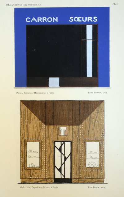 واجهات تسوق ، رسم توضيحي من Devantures de Boutiques بقلم لويس بيير سيزيل ، باريس ، 1927 بواسطة المدرسة الفرنسية