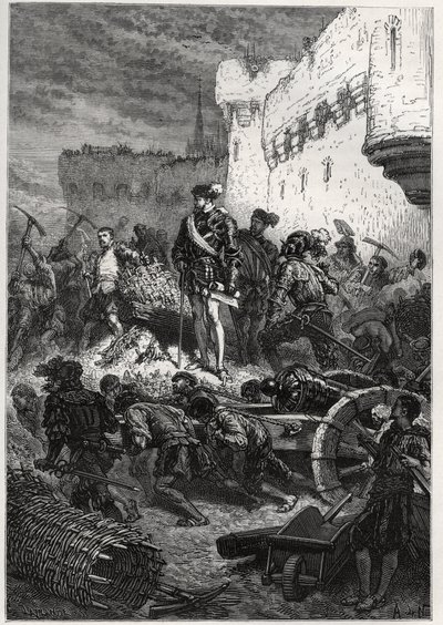 Siege de Metz (1552) - Francois de Guise والأعمال على أسوار Metz - نقش من "" تاريخ فرنسا الذي روى لأحفادي "" - بقلم فرانسوا غيزو - 1872-1876 بواسطة المدرسة الفرنسية