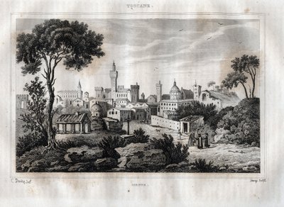 سيينا - سيينا - توسكانا - توسكانا - نقش من "" إيطاليا الخلابة "بقلم M. de Norvins، Ch. نودير 1834-1836. بواسطة المدرسة الفرنسية