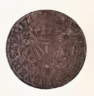 الفضة الفرنسية ecu (scude) ، عهد الملك لويس الرابع عشر (1643-1715) 1713 Diam. 4 سم نابولي ، المتحف الأثري بواسطة المدرسة الفرنسية