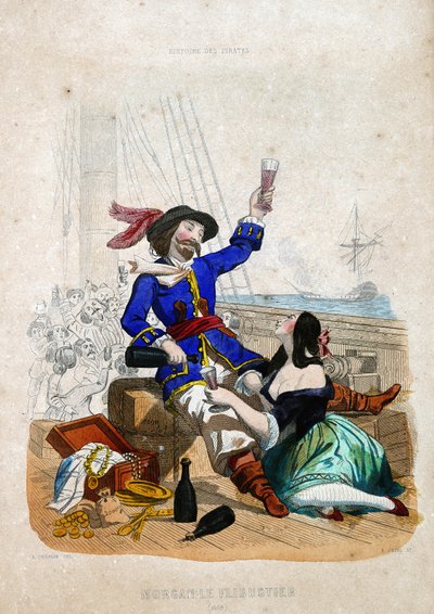 السير هنري مورغان (1635-1688) (Morgan the flibustier): مواطن من ويلز في "تاريخ القراصنة وسراديسي المحيط والبحر الأبيض المتوسط" بقلم ب. كريستيان بواسطة المدرسة الفرنسية