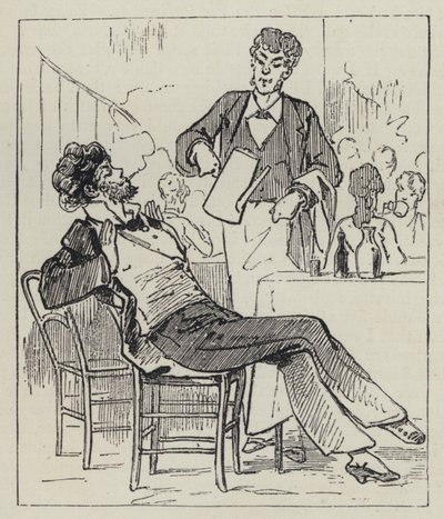 Smoking in a cafe (engraving) بواسطة المدرسة الفرنسية