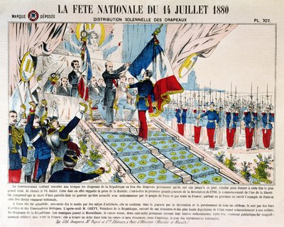 التوزيع الرسمي للأعلام في Longchamp بواسطة الرئيس جول غريفي (1807-91) ، 14 يوليو 1880 ، 1880 بواسطة المدرسة الفرنسية
