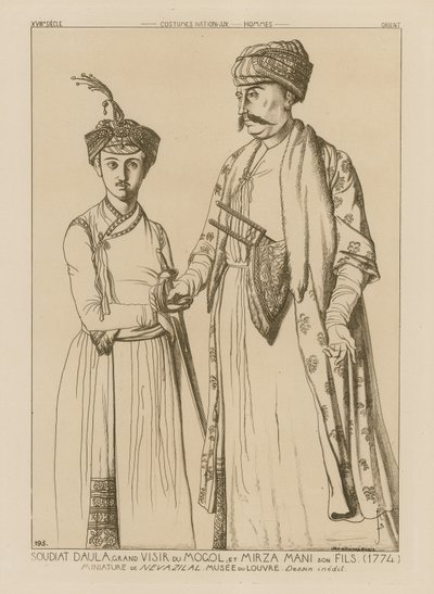 Soudiat Daula ، وزير المغول وابنه ميرزا ماني (1774) بواسطة المدرسة الفرنسية