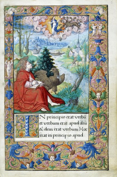 القديس يوحنا بطمس ، من كتاب الصلوات لفرنسوا الأول ، حوالي 1532-1540 بواسطة المدرسة الفرنسية