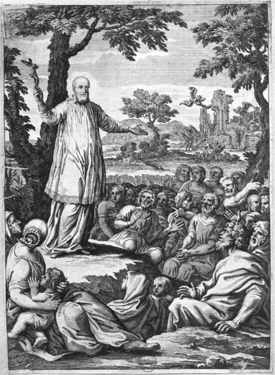 القديس فرنسيس للمبيعات (1567-1622) الوعظ لهرطقة تشابليه (النقش) (وزن الصورة) بواسطة المدرسة الفرنسية