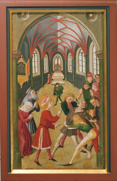 St. Martin exorcising a possessed person (oil on canvas) بواسطة المدرسة الفرنسية