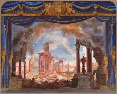 تصميم المرحلة للقانون الثالث من Le Siege de Corinthe من روسيني (مرحاض على ورق) بواسطة المدرسة الفرنسية