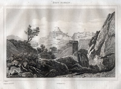 سوبياكو لاتسيو في مدينة روما الحضرية - نقش من "" إيطاليا الخلابة "بقلم M. de Norvins، Ch. نودير 1834-1836. بواسطة المدرسة الفرنسية