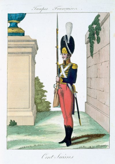 سنتوريان سويسري ، من Tubses Francaises ، حانة. شي باسيت ، باريس ، 1790 بواسطة المدرسة الفرنسية