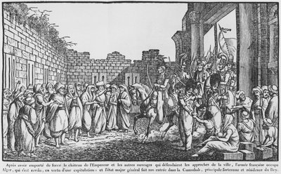 الاستيلاء على الجزائر ، يدخل الجيش الفرنسي القصبة ، رسم توضيحي من تقويم شعبي ، 1831 بواسطة المدرسة الفرنسية