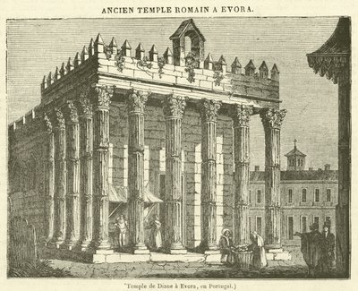 Temple de Diane a Evora ، في البرتغال (نقش) بواسطة المدرسة الفرنسية