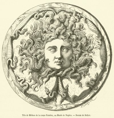Tete de Meduse de la coupe Farnese, au Musee de Naples (engraving) بواسطة المدرسة الفرنسية