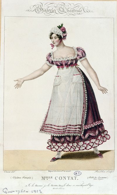الممثلة مدموزيل كونتات في دور سوزان في زواج فيغارو بقلم بيير أوجوستين كارون دي بومارشيه (1732-1997) بواسطة المدرسة الفرنسية
