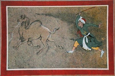 سائق الجمل الغاضب ، رسم توضيحي من "الليالي العربية" بواسطة المدرسة الفرنسية