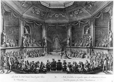 قاعة الاحتفالات الموجودة في Parc de Versailles الصغيرة ، نقش 1678. بواسطة المدرسة الفرنسية