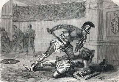 معركة المصارعين في الساحة (نقش) 1864 بواسطة المدرسة الفرنسية
