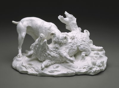 The Boar Hunt ، حوالي 1751 (خزف ناعم العجينة) بواسطة المدرسة الفرنسية