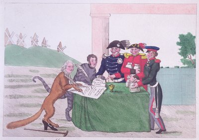 الاستسلام ، كاريكاتير تشارلز موريس دي تالييران-بيريجورد (1754-1838) 30 مارس 1814 بواسطة المدرسة الفرنسية