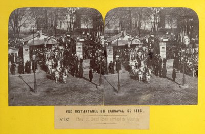 كرنفال عام 1863 في باريس ، تطفو ثور الدهون مغادرة المسلخ ، منظر مجسم ، 1863 بواسطة المدرسة الفرنسية