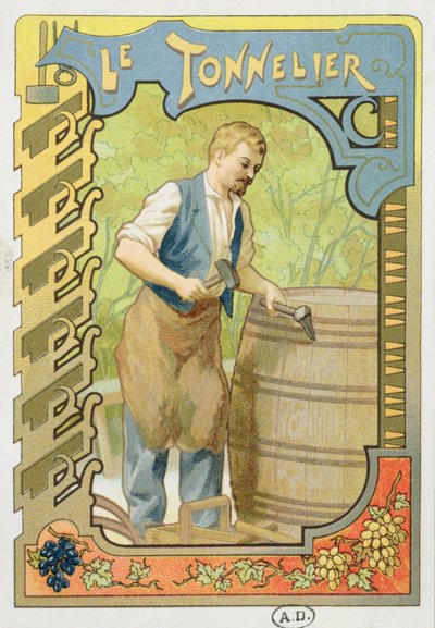 The Cooper ، توضيح من كتاب عن الحرف ، ج .1899 بواسطة المدرسة الفرنسية