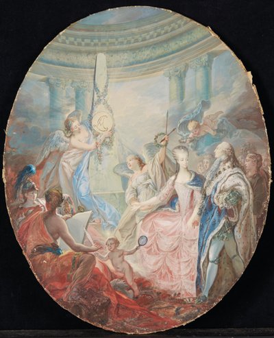 تتويج لويس السادس عشر برفقة ماري أنطوانيت بعد عام 1774 بواسطة المدرسة الفرنسية