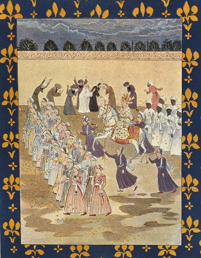 حصن علاء الدين ، رسم توضيحي لعلاء الدين ، من الليالي العربية ، 1895 (نقش الألوان) بواسطة المدرسة الفرنسية