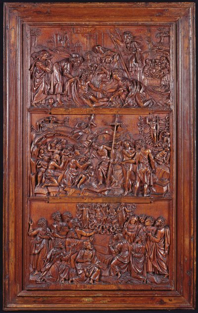 The Credo، Panel II: Decsent from the Cross، Entombment، Resurrection and Descent in Limbo and Ascension ، 1587 (الخشب) (انظر أيضًا 414036 ، 4140389) بواسطة المدرسة الفرنسية