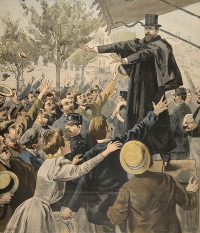 اجتماع ديروليدي: عند المخرج ، توضيح من لو بيتيت جورنال: ملحق إيلوستري ، 9 أكتوبر 1898 بواسطة المدرسة الفرنسية