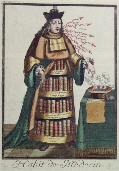 الطبيب ، تصميم زي استعاري ، بعد صورة منقوشة من قبل إحدى عائلة Larmessin ، c.1640-84 بواسطة المدرسة الفرنسية