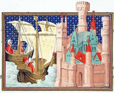 وصول دوق ساليسبري إلى قلعة كونواي من أيرلندا ، نسخة طبق الأصل من Le Prinse et Mort du Roy Richart بواسطة جان كريتون ، أعيد طبعها في القرن التاسع عشر بواسطة المدرسة الفرنسية
