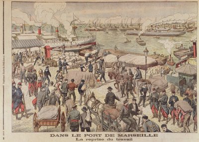 نهاية الإضراب في مرسيليا ، توضيح من لو بيتيت جورنال ، 23 أكتوبر 1904 بواسطة المدرسة الفرنسية
