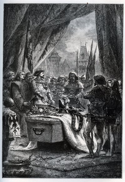 استسلم الحاكم الإنجليزي لشاتيونوف دي راندون (Chateauneuf-de-Randon ، أوفيرني) وجاء لوضع مفاتيح الساحة على نعش برتراند دو جوسكلين (1320-1380) ، في 13 يوليو 1380 كانت المدينة أمامه. الحصار. لو كونيتابل يموت بواسطة المدرسة الفرنسية