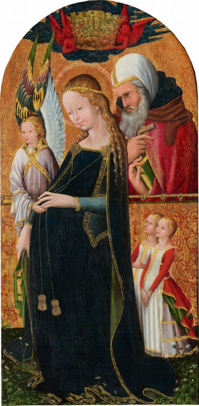 مادونا المنتظرة مع القديس يوسف ، ج. 1425/1450 (تمبرا على الجوز الأوروبي) بواسطة المدرسة الفرنسية