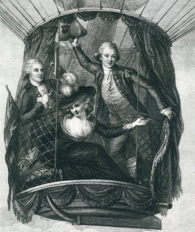 صعود البالون الأول في إنجلترا ، 15 سبتمبر 1784 ، من تصاعد البالون الرائع أو غزو السماوات ، بقلم فولجنس ماريون ، نُشر في عام 1870 بواسطة المدرسة الفرنسية