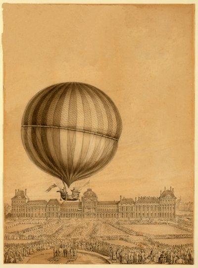 أول رحلة لمنطاد غاز بالغاز ، 1 ديسمبر 1783 ، ج 1783 بواسطة المدرسة الفرنسية