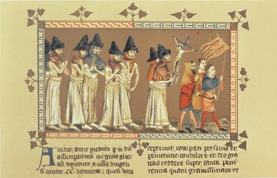 The Flagellants at Doornik في عام 1349 ، نسخة مصغرة من تاريخ إيجيديوس لي Muisis بواسطة المدرسة الفرنسية
