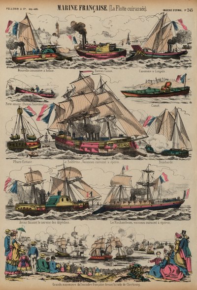 The French Navy (coloured engraving) بواسطة المدرسة الفرنسية