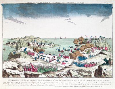 الغارة الفرنسية على سانت جون في نيوفاوندلاند في 2 يونيو 1762 تحت قيادة Chevalier du Ternay (1722-80) ، نهاية القرن الثامن عشر بواسطة المدرسة الفرنسية
