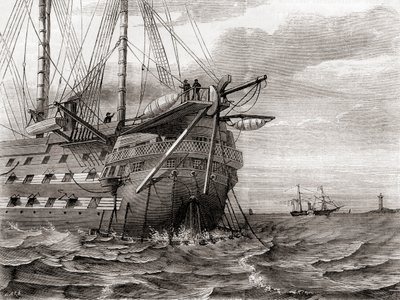 سفينة HMS Agamemnon تضع كابل التلغراف عبر المحيط الأطلسي ، 2 أغسطس بواسطة المدرسة الفرنسية