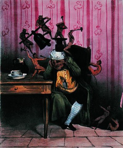 الصداع ، حوالي 1840 (لون ليثو) بواسطة المدرسة الفرنسية