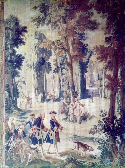 The Hunt of Louis XV ، نسيج ، منتصف القرن الثامن عشر (نسيج) بواسطة المدرسة الفرنسية