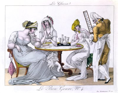 الآيس كريم ، طبق 4 من Le Bon Genre ، باريس ، 1827 بواسطة المدرسة الفرنسية